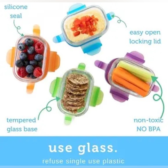 2-4pks Reusable 5 oz glass containers with lockable lids. Leakproof, freezersafe - Picture 5 of 8